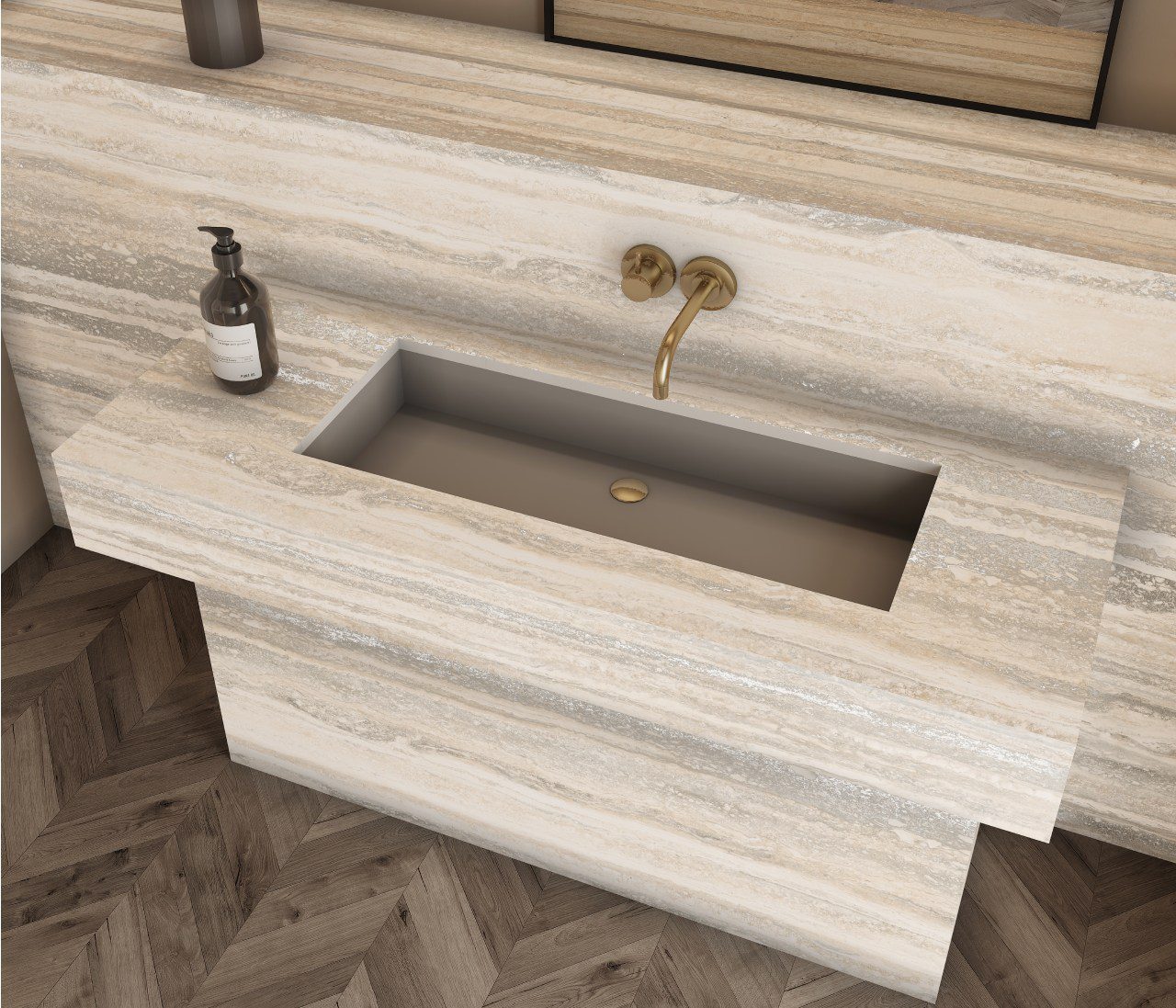 travertine vanity sink